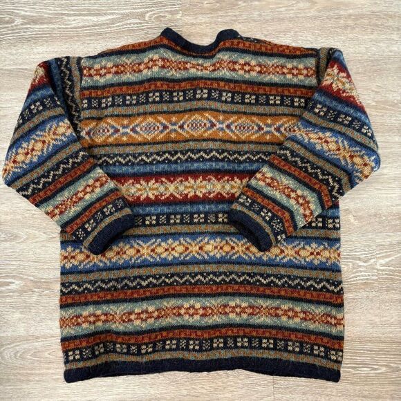 SAGA Vintage 90s Streetwear Womens Fair Isle Knit Cardigan Sweater sz L - Picture 3 of 10